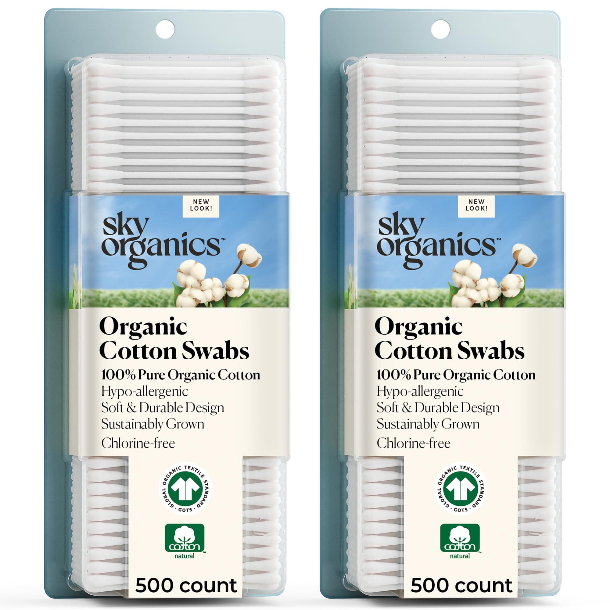 Sky Organics - Organic Cotton Swabs, 1000 ct. - Ultra Soft Tips - Strong & Durable - Hypoallergenic - Chlorine Free - Sustainable - Natural, Vegan & Cruelty Free - Skin Care & Self Care