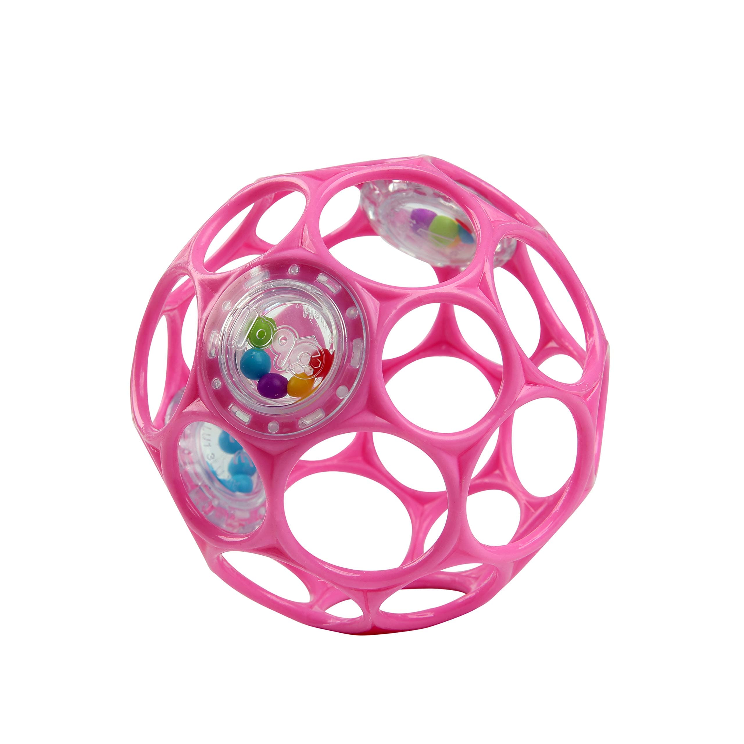 Bright Starts Oball Easy-Grasp Baby Rattle Ball, Pink, Ages Newborn and Up, 4 Inches