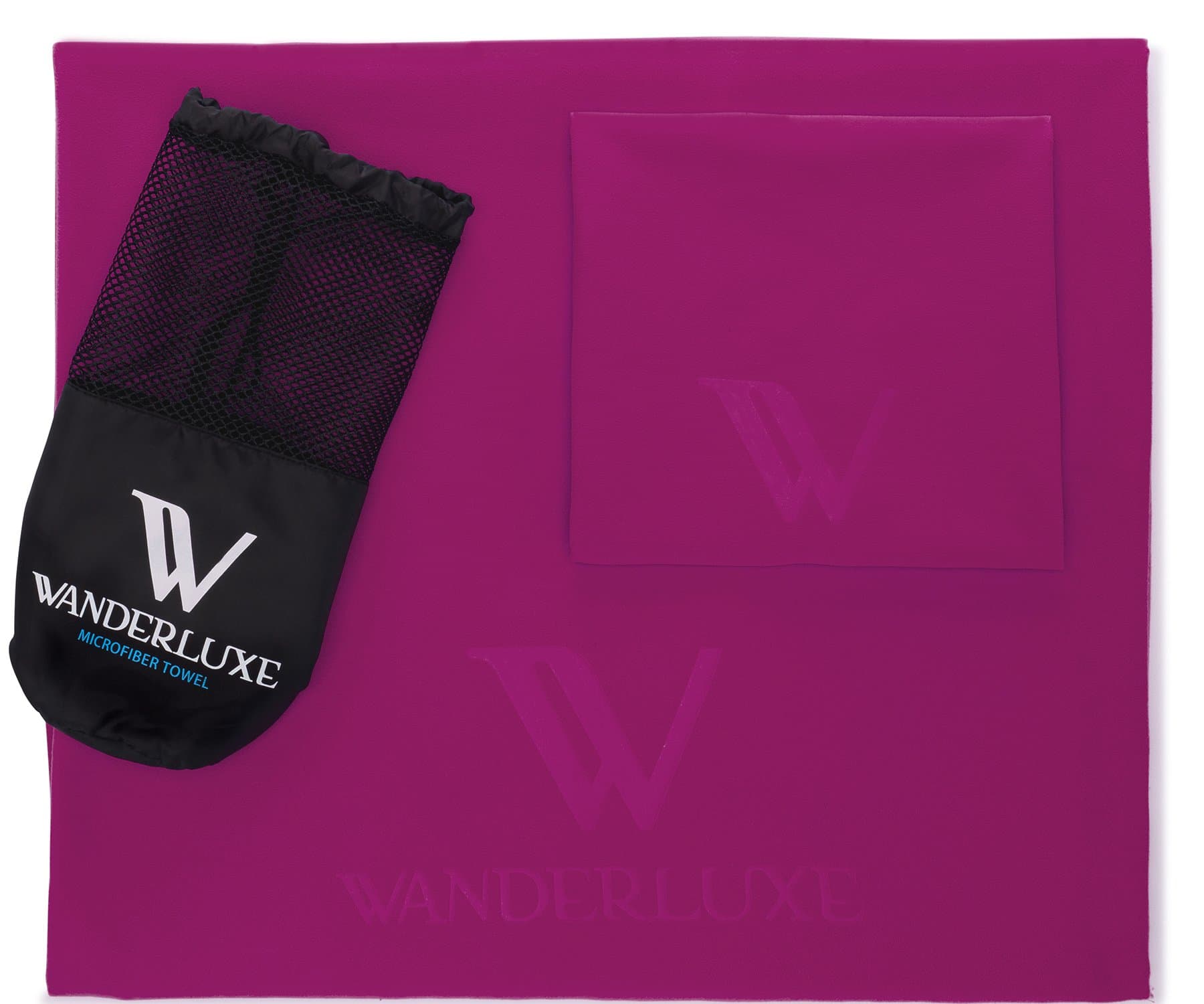 Wanderluxe Microfiber Travel Towel XL/Swimming Towel Set | Super Absorbent and Fast Drying | Bath Towel (60" X 28") with Hand Towel & Storage Bag! Perfect for Beach, Gym, Camping, Yoga