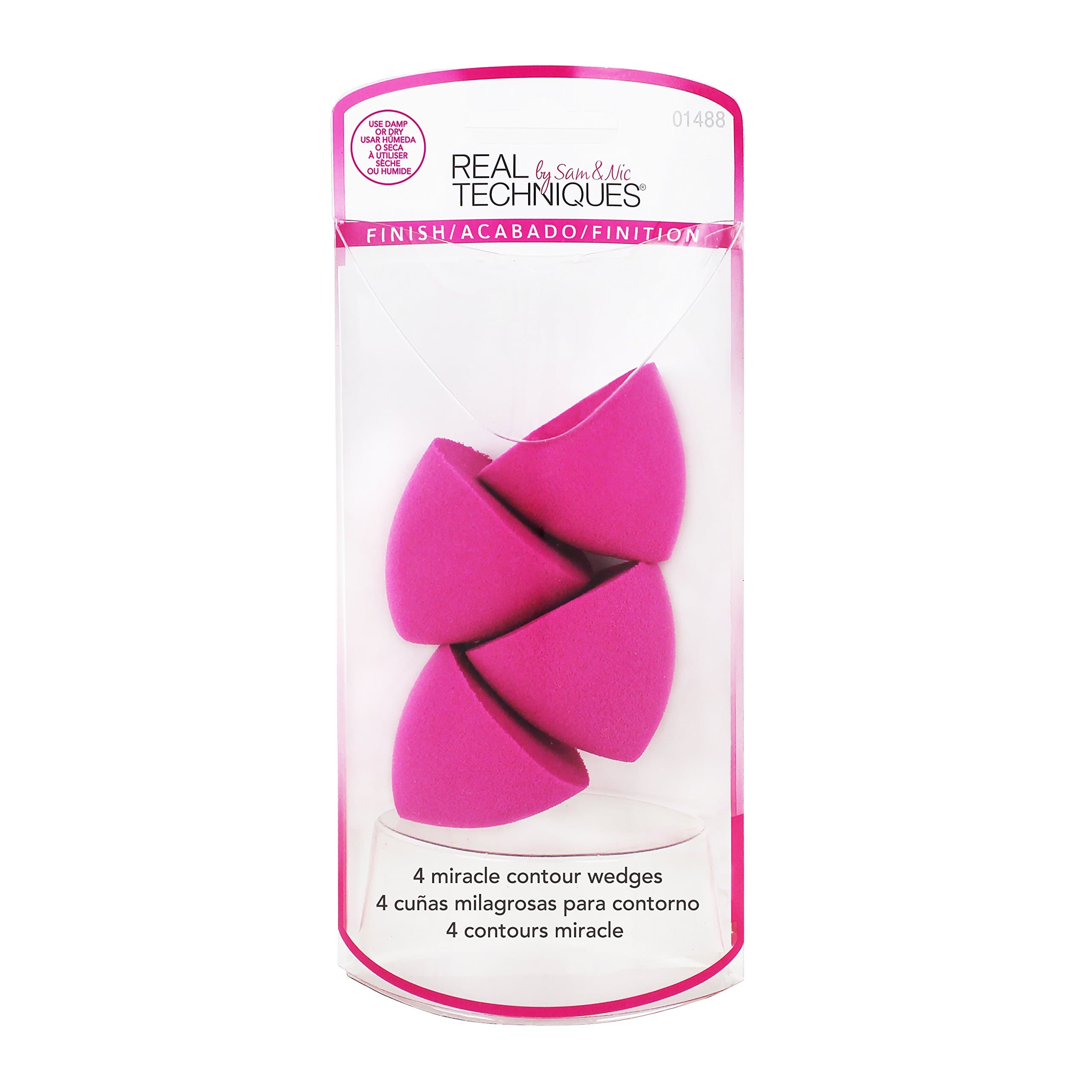 Real Techniques Cruelty Free Miracle Contour Wedges (Pack of 4), To Apply, Blend, and Buff; Designed for an Easy Dewy Contour, On-The-Go Application