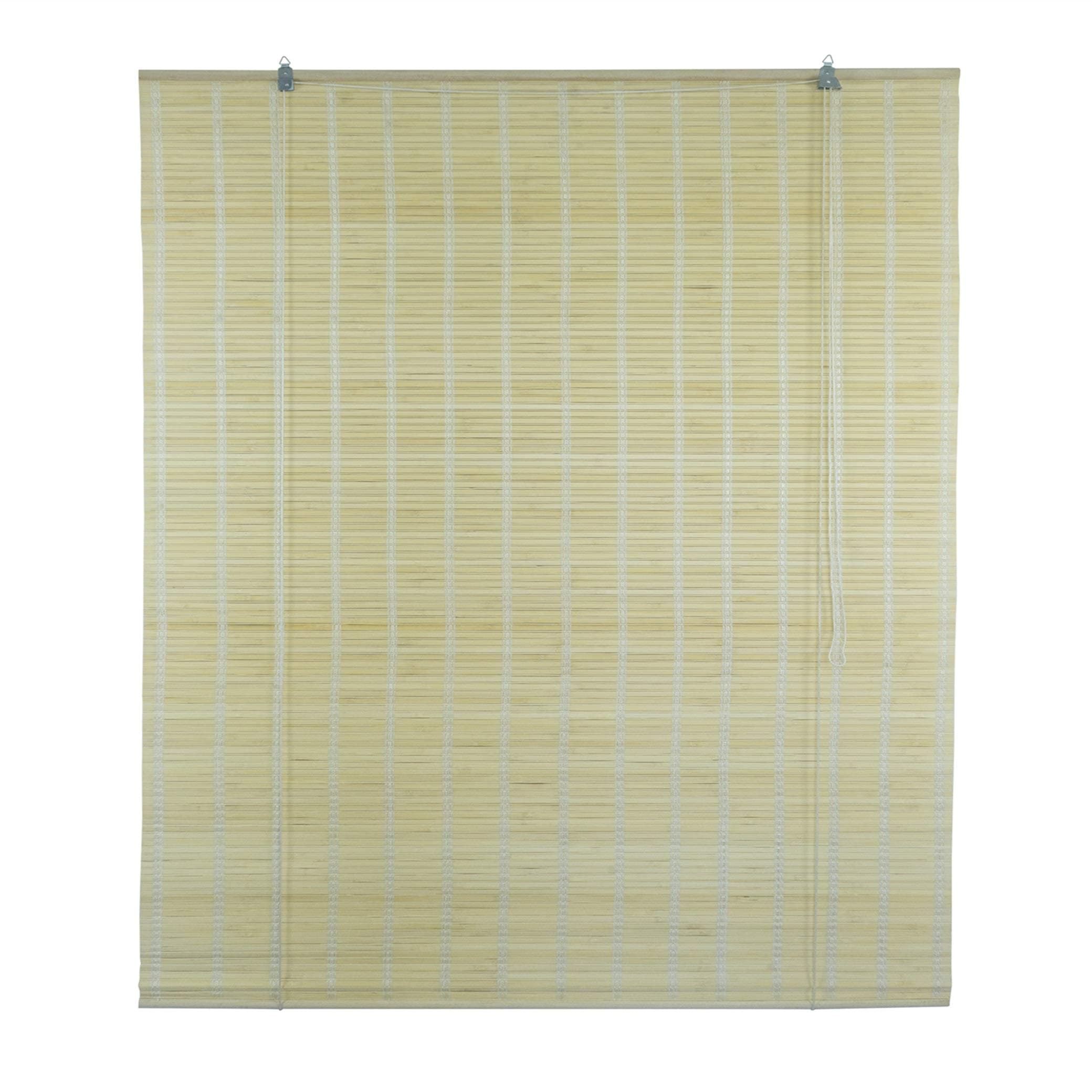 Wooden roller blinds/Vertical blackout blinds/Bamboo venetian blinds with Side Pull for Windows and Doors (60 x 135 cm (23.6" x 53.1"), Natural)