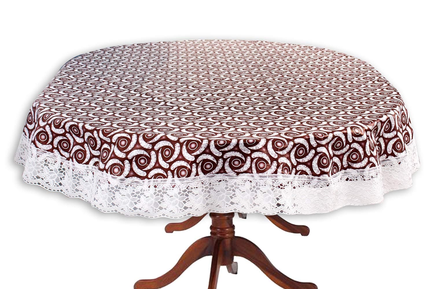 Stylista 6 Seater Table Cover Oval Shaped WxL 54x78 inches with White Border lace