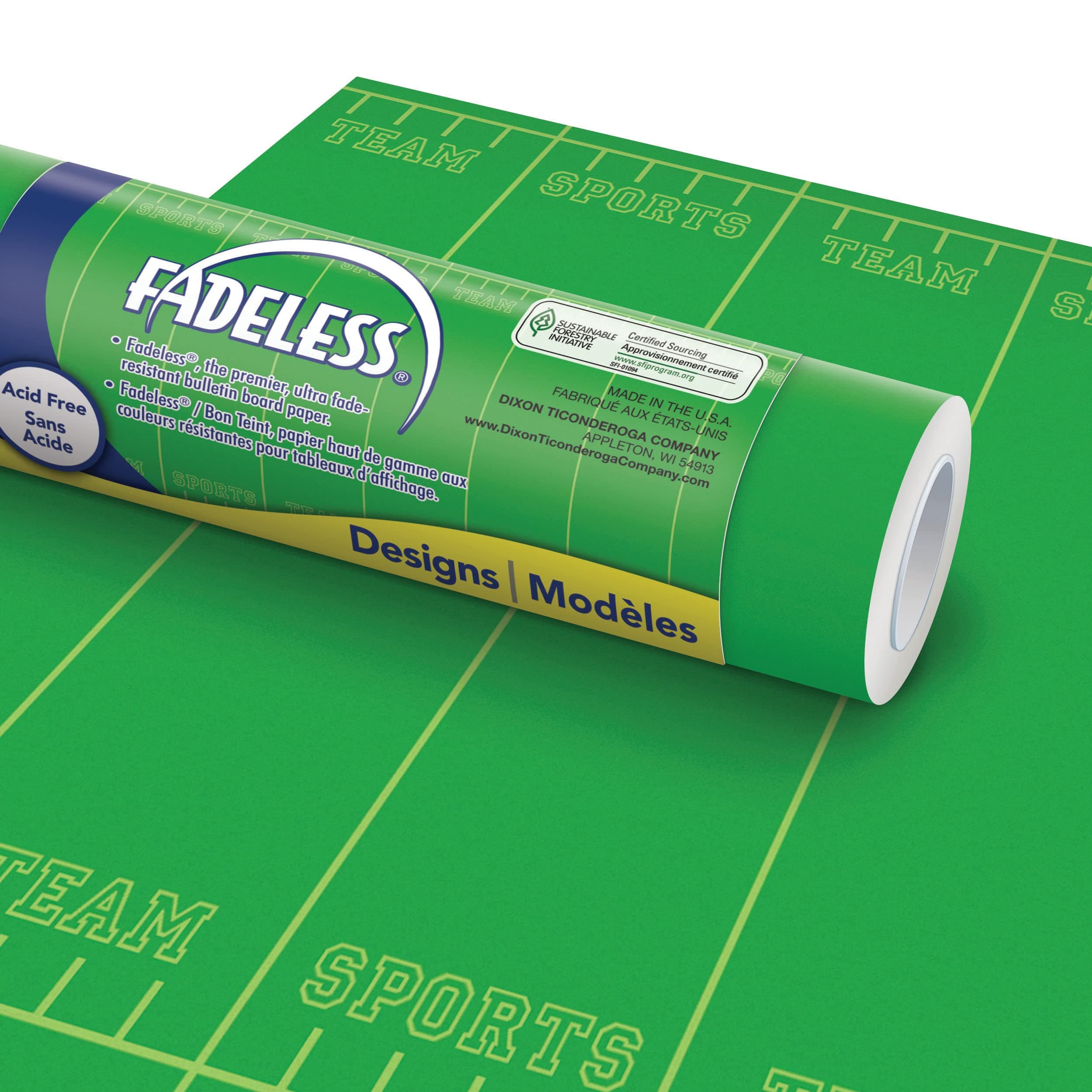 Fadeless Bulletin Board Paper, Fade-Resistant Paper for Classroom Decor, 48” x 12’, Team Sports, 1 Roll