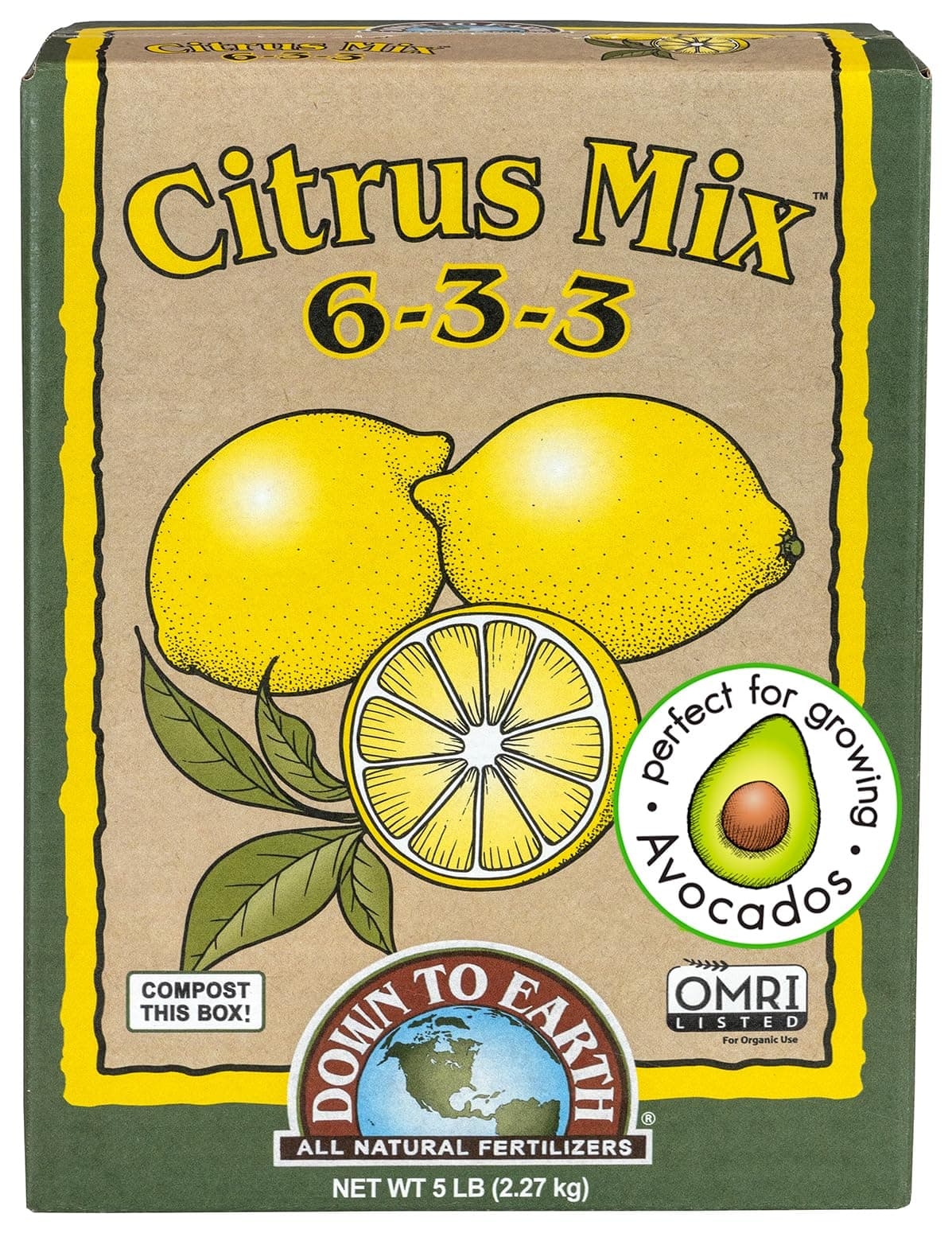 Organic Citrus Mix - Plant Food for Lemons, Limes, Oranges and Avocados 6-3-3, 5 lb