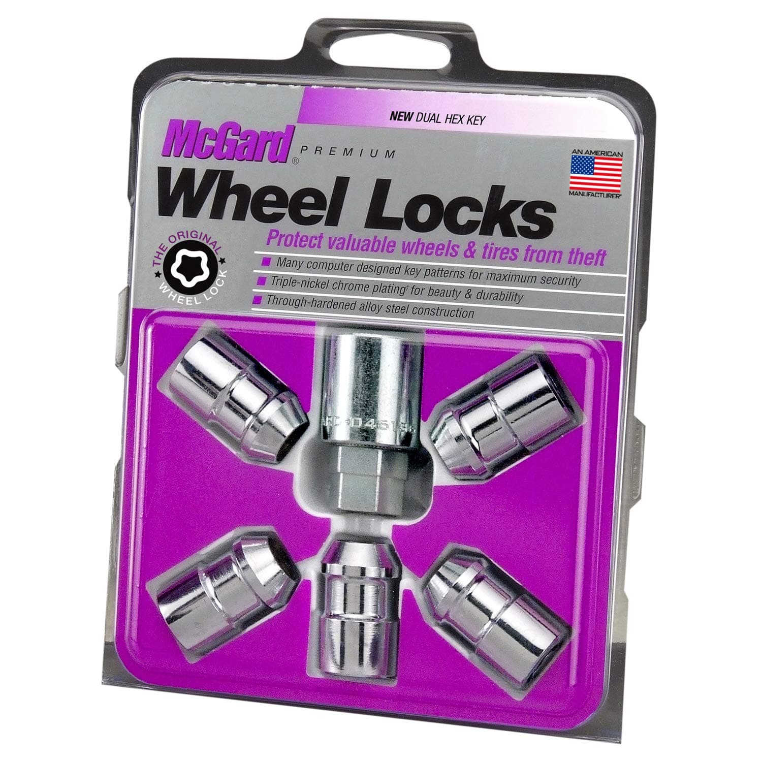 McGard 24538 Chrome Cone Seat Wheel Lock (1/2"-20 Thread Size) - Set of 5