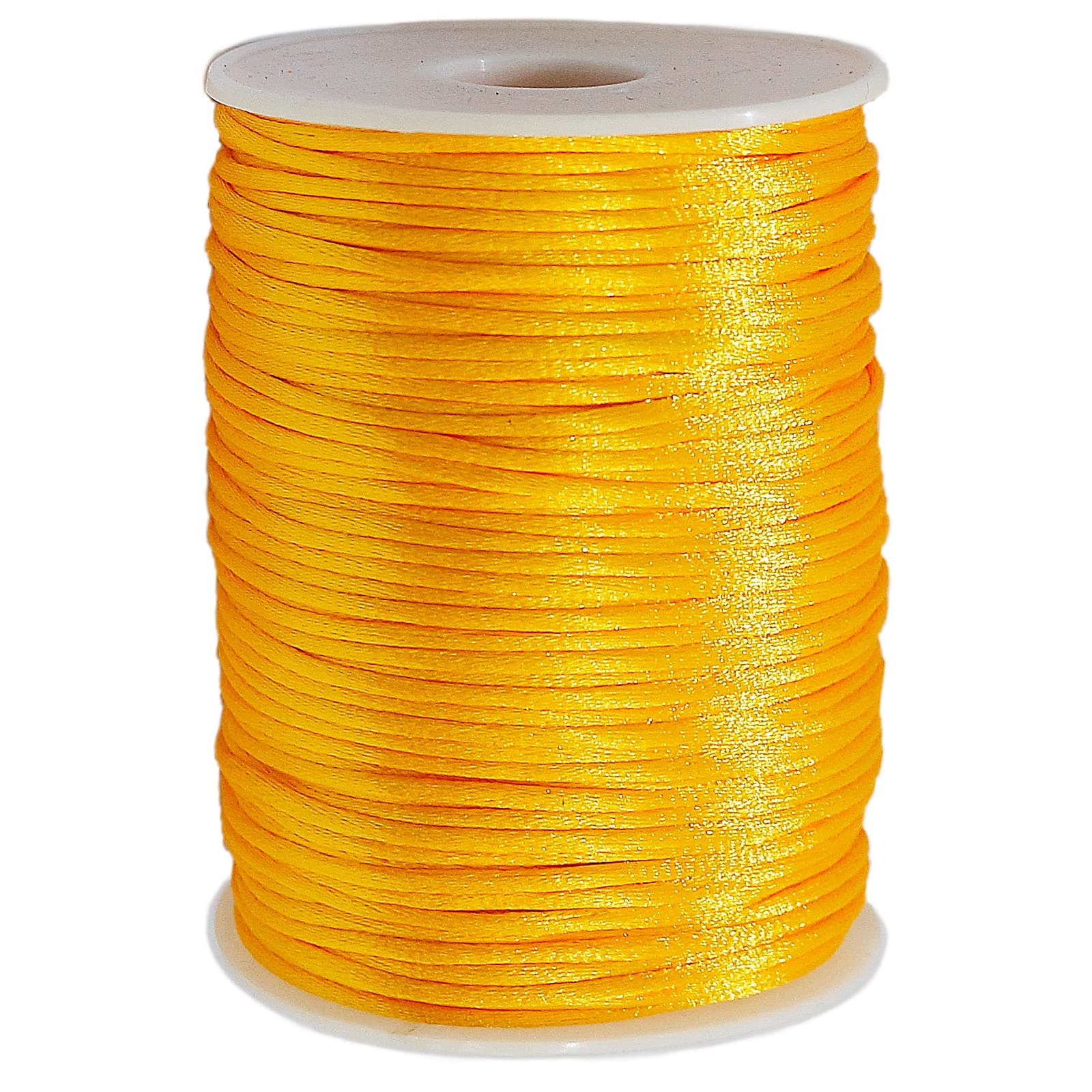 FQTANJU 2mm x 100 Yards Premium Quality Rattail Nylon Satin Cord Roll, Kumihimo Rattail,Chinese Knot, Gold