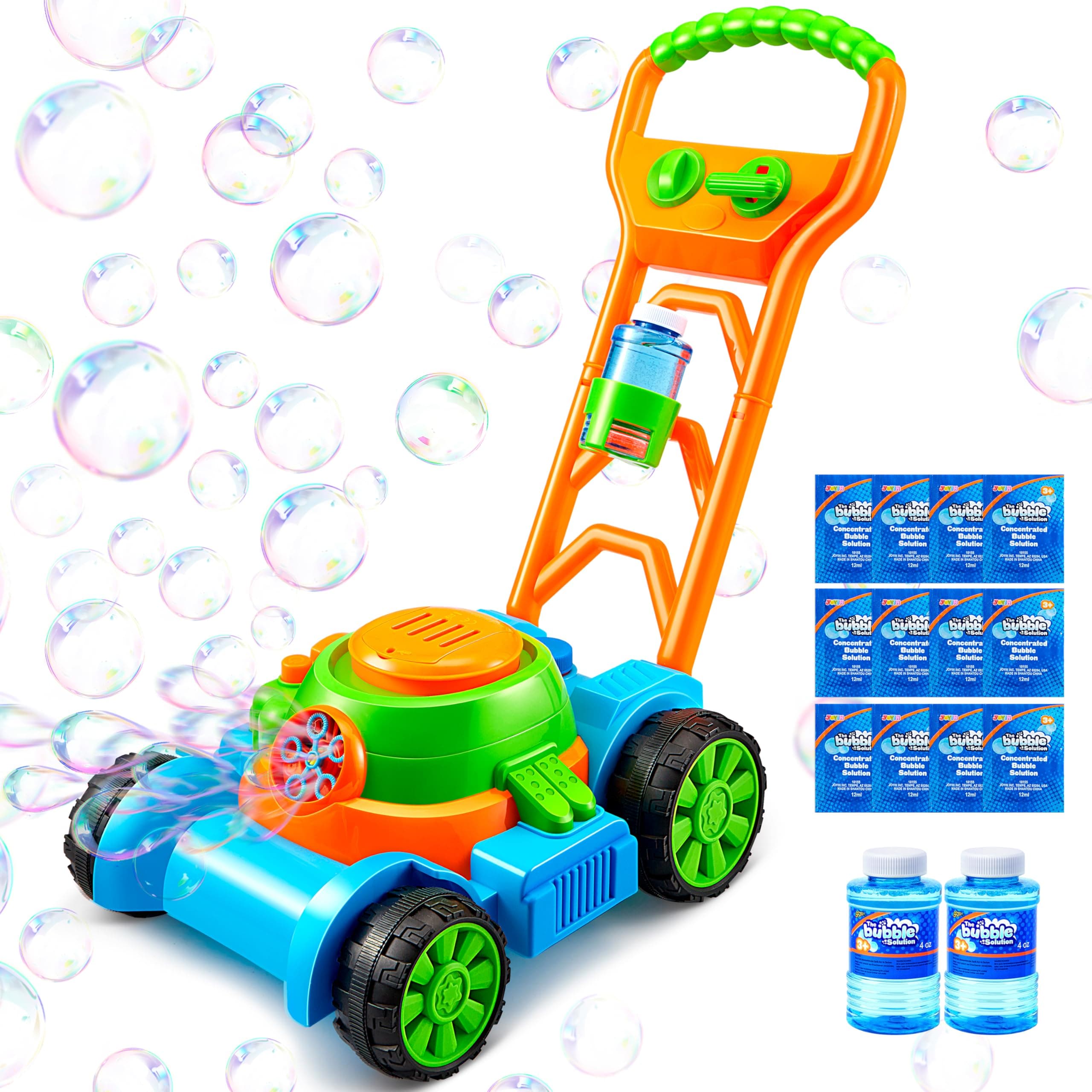 SLOOSH Bubble Lawn Mower Toddler Toys - Kids Bubble Machine Summer Outdoor Push Toy Games, Backyard Garden Outside Play Toddlers Preschool Boys Girls Birthday Gifts Easter Basket Stuffer (Blue)