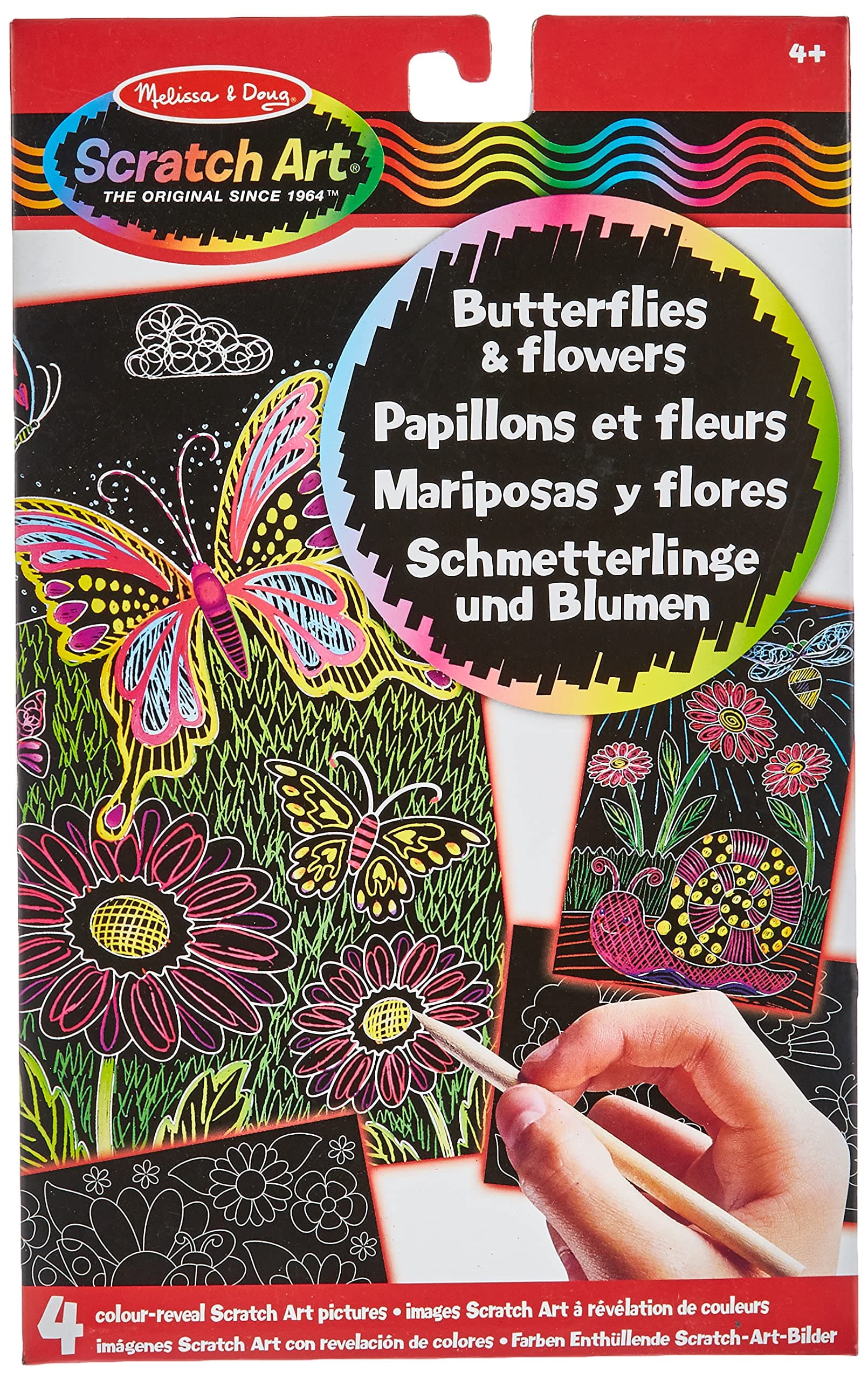 Melissa & Doug Color-Reveal Pictures - Butterflies & Flowers | Arts & Crafts | Scratch Art | 4+ | Gift for Boy or Girl
