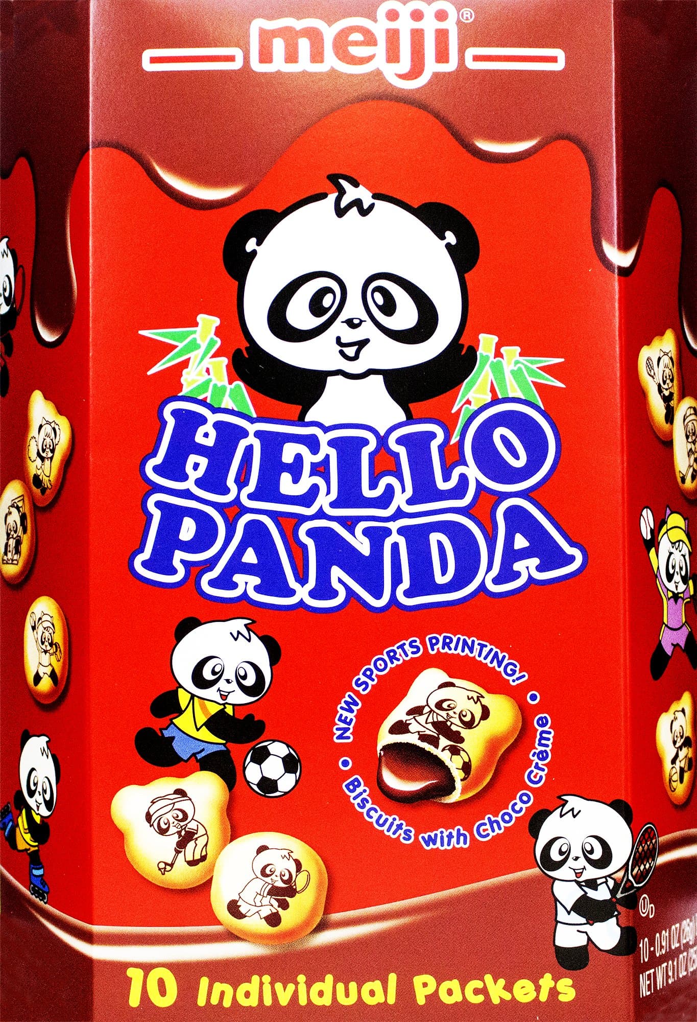 Meiji Hello Panda Family Pack Cookies, Chocolate, 9.1 oz (10 Individual Packets)