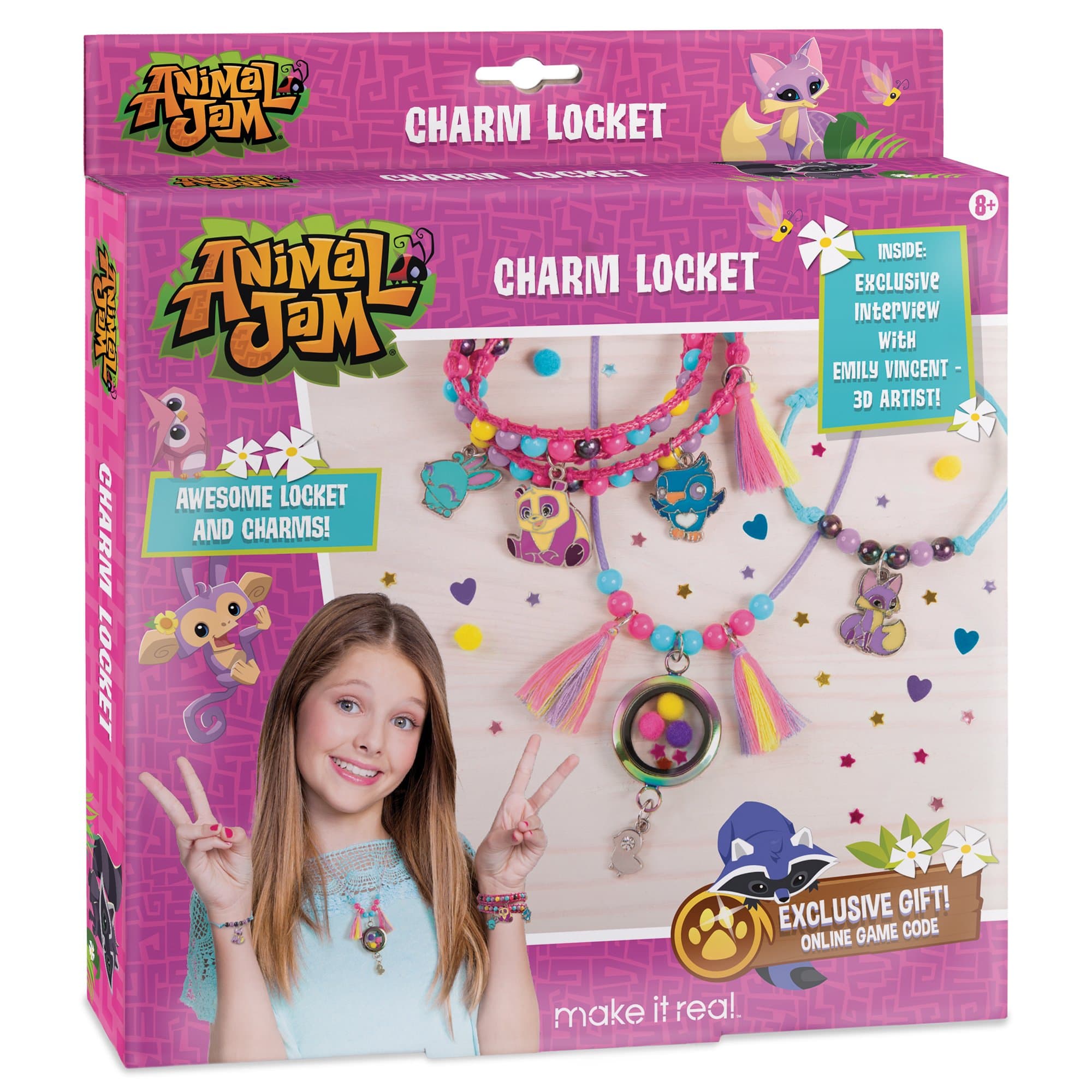 Make It Real - Animal Jam DIY Jewelry Making Kit: Locket & Charms. Design & Craft Animal Jam Floating Charm Locket Necklace & Bracelets. Ages 6+