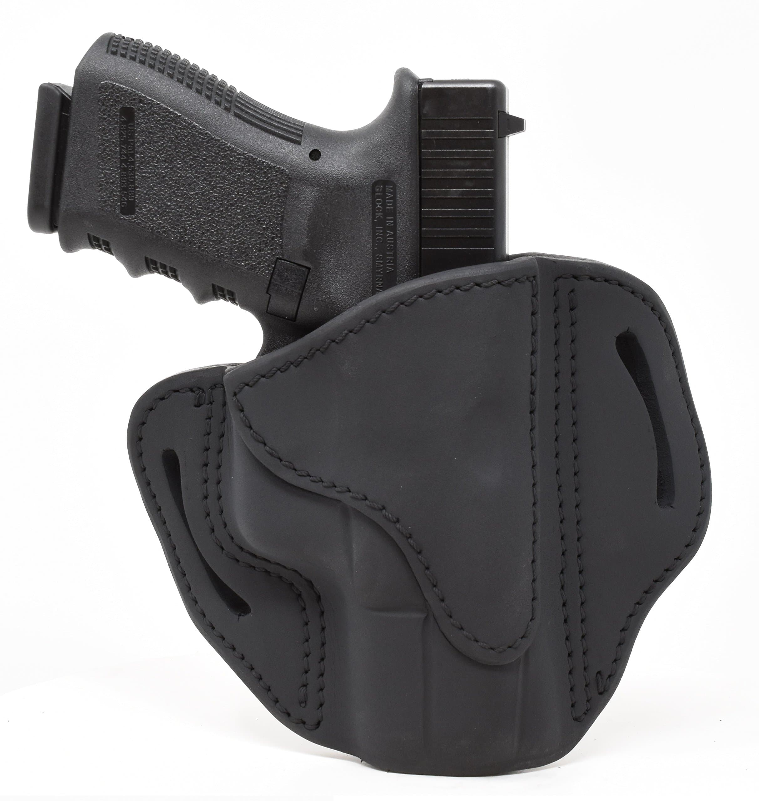 1791 Gunleather , Glock 19 Right Hand OWB G19 Leather Gun Holster for belts in Stealth Black Color