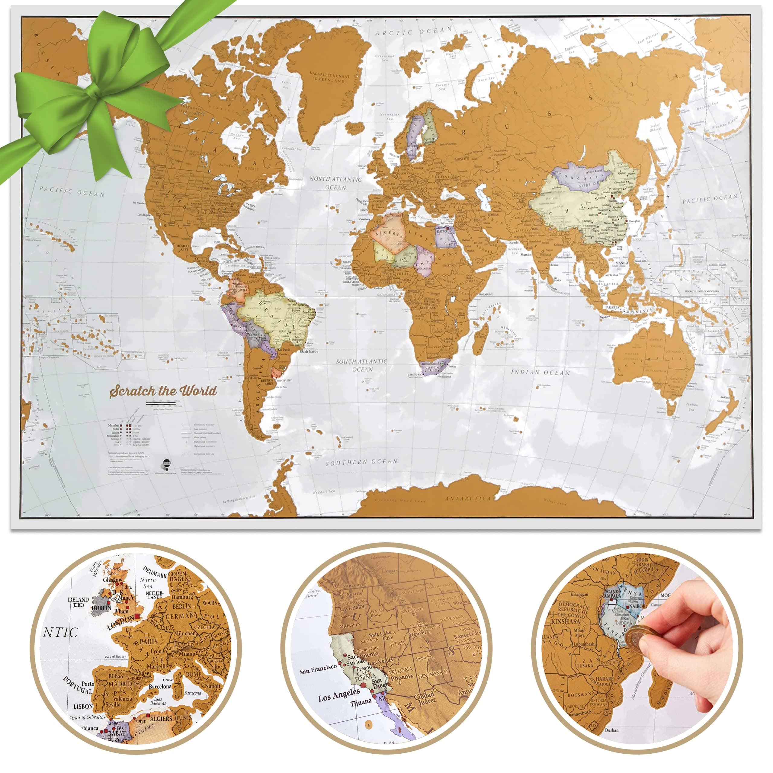 Maps International Scratch The World Travel Map – Scratch Off World Map Poster – Most Detailed Cartography - 33 x 23