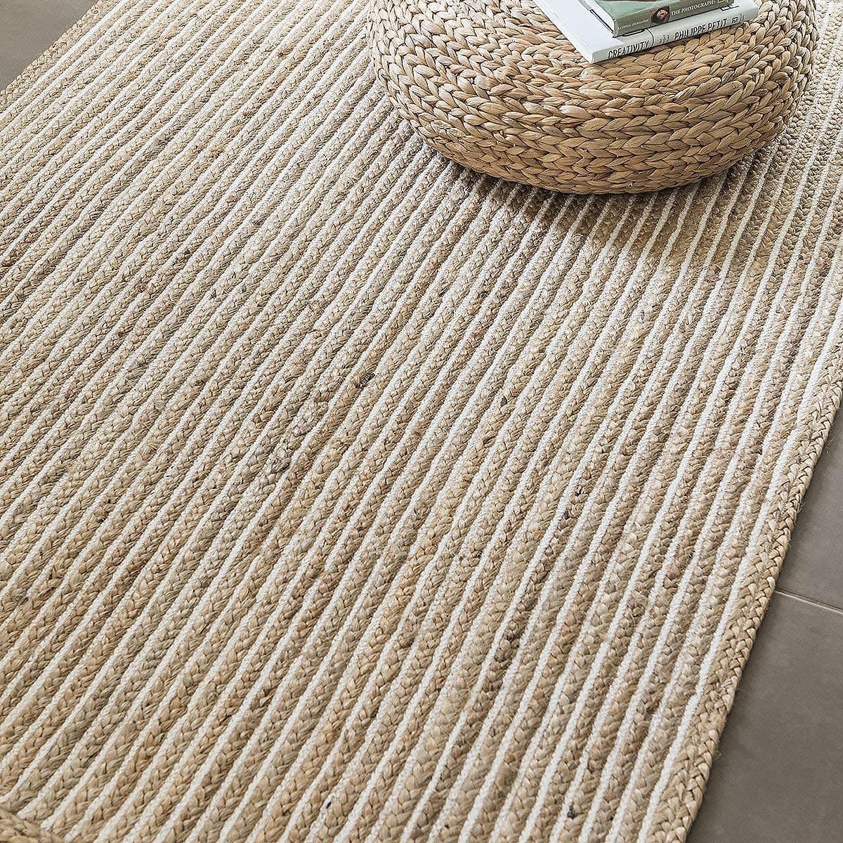 Catract Premium Bedside Runner Collection, Braided Reversible Jute Cotton Carpet, Hand Woven Classic Rug, Kitchen Rugs, Rugs for Living & Bedroom (2X6 Feet)