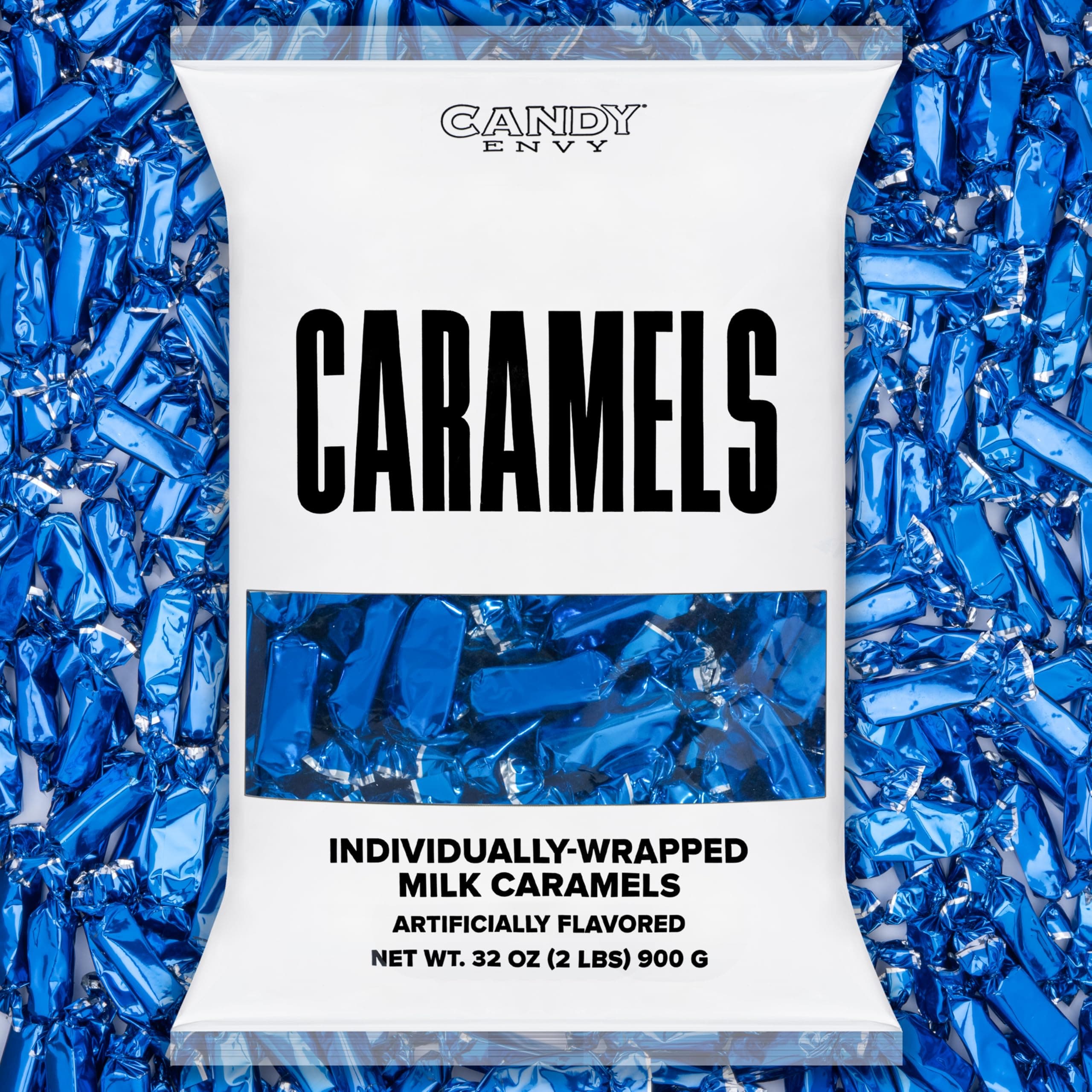 Candy Envy - Individually Wrapped Caramels - Navy Blue Wrapper - 2 Pound Bulk Navy Blue Candy