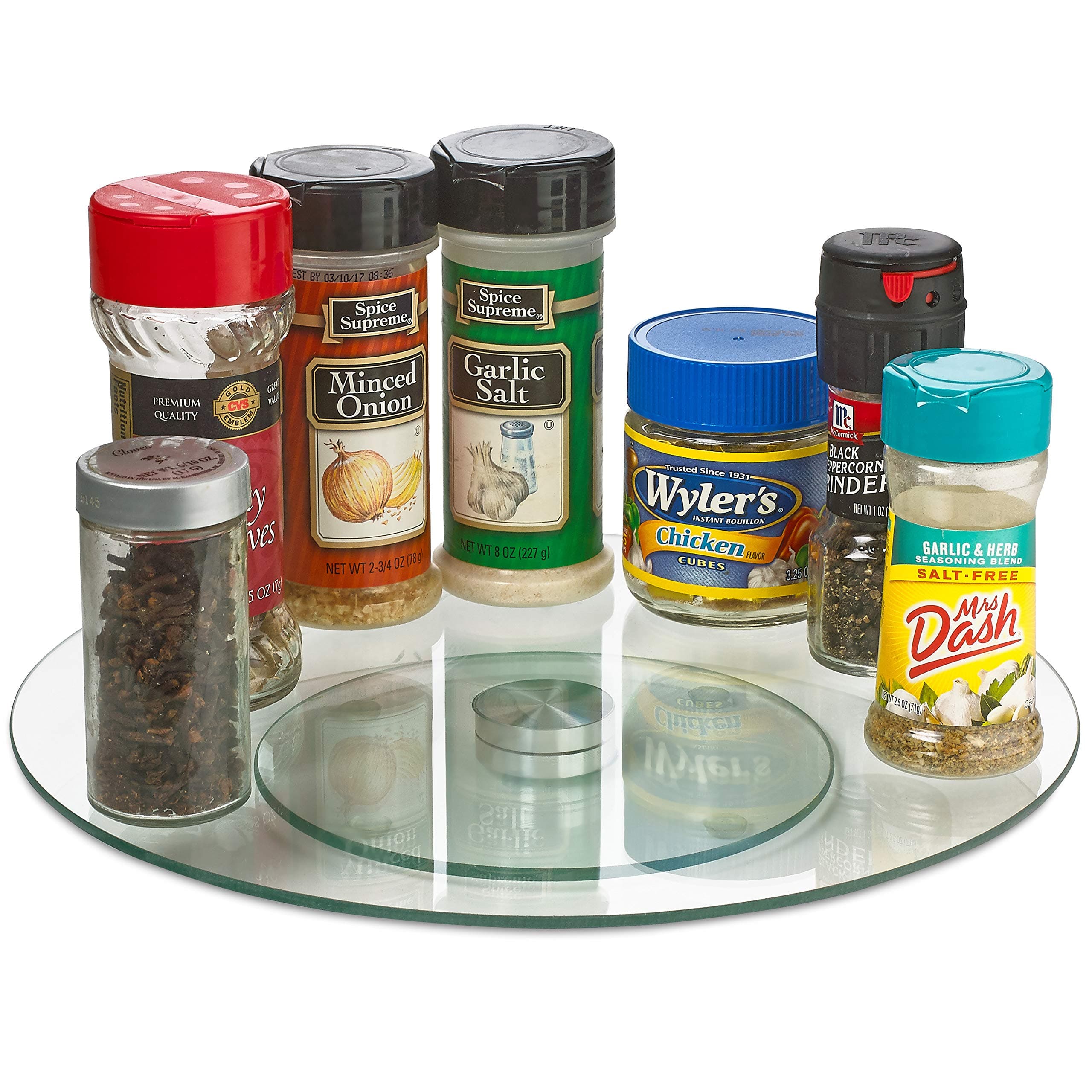 ZAFUU Aeiniweraabbcc 12 Inch Round Lazy Susan Turntable, Tempered Glass Rotating Tray, Serving Plate/Dining Table Top/Spices storage holder (Clear)