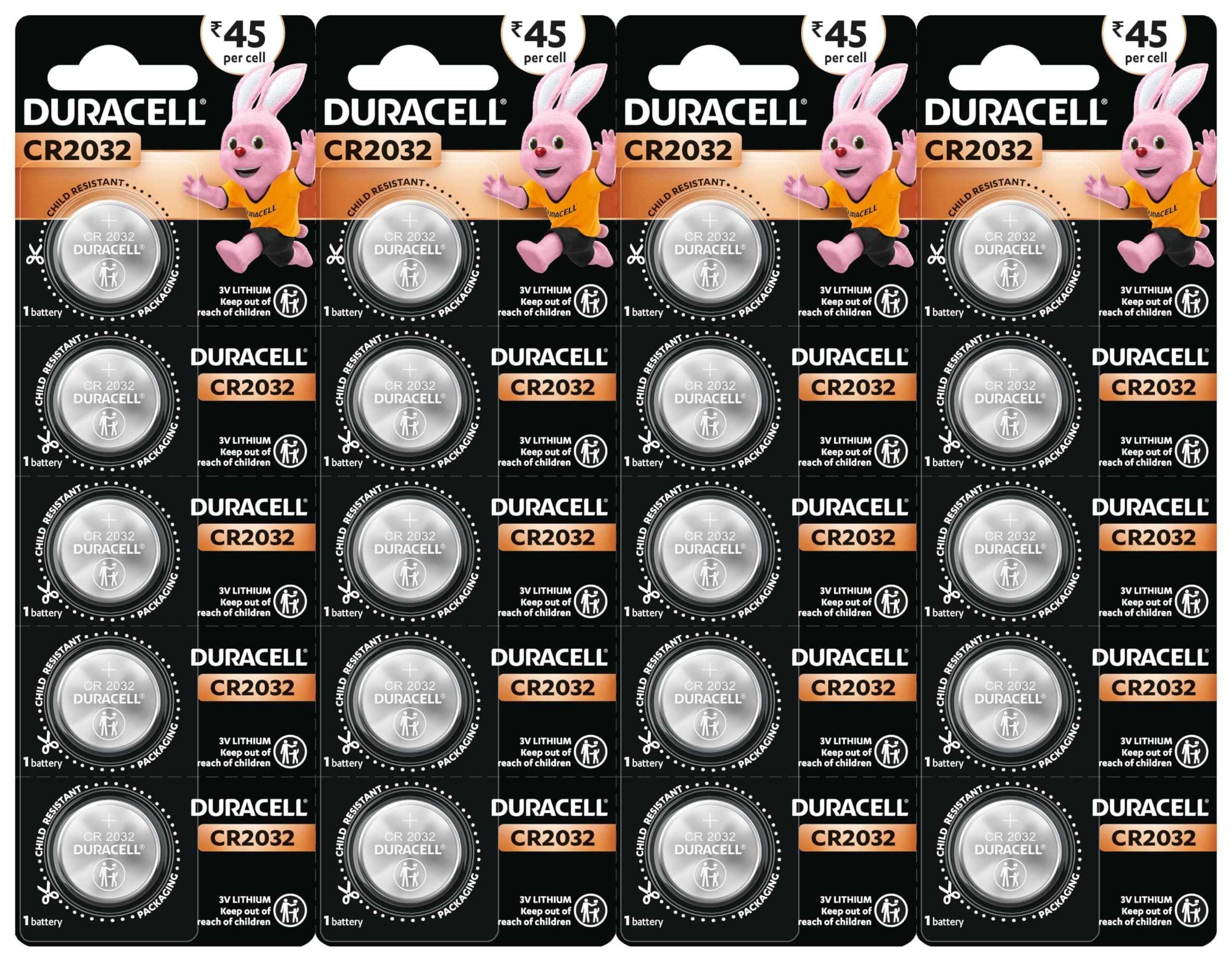 Duracell CR2032 3V Lithium Coin Battery, 20 pcs, 2032 Coin Button Cell Battery, DL2032