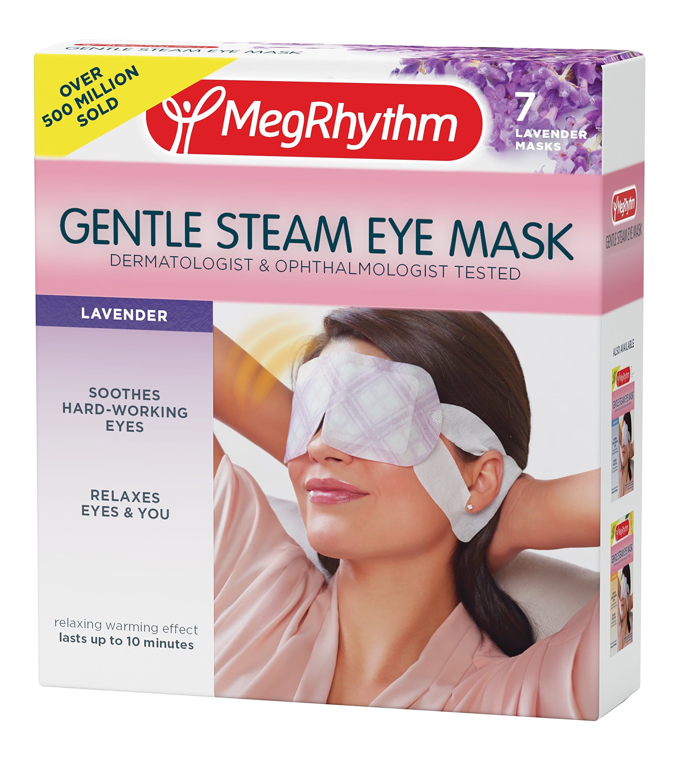 MegRhythm Gentle Steam Eye Mask, Lavender, Soothing Steam Eye Mask, Rejuvenates Eyes, Reduces Tension, 7 Count, Dermatologist and Ophthalmologist Tested