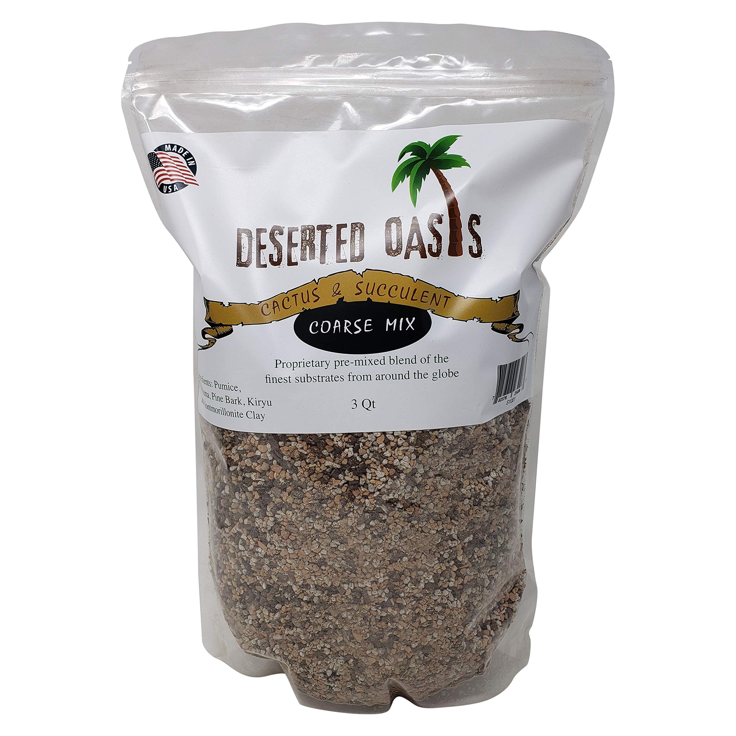 Premium Cactus & Succulent Coarse Soil Mix - Substrate Based - Fast Draining. (3 Quart)